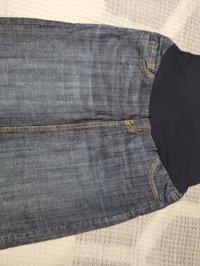 Maternity Skirt in Dark Blue Denim.